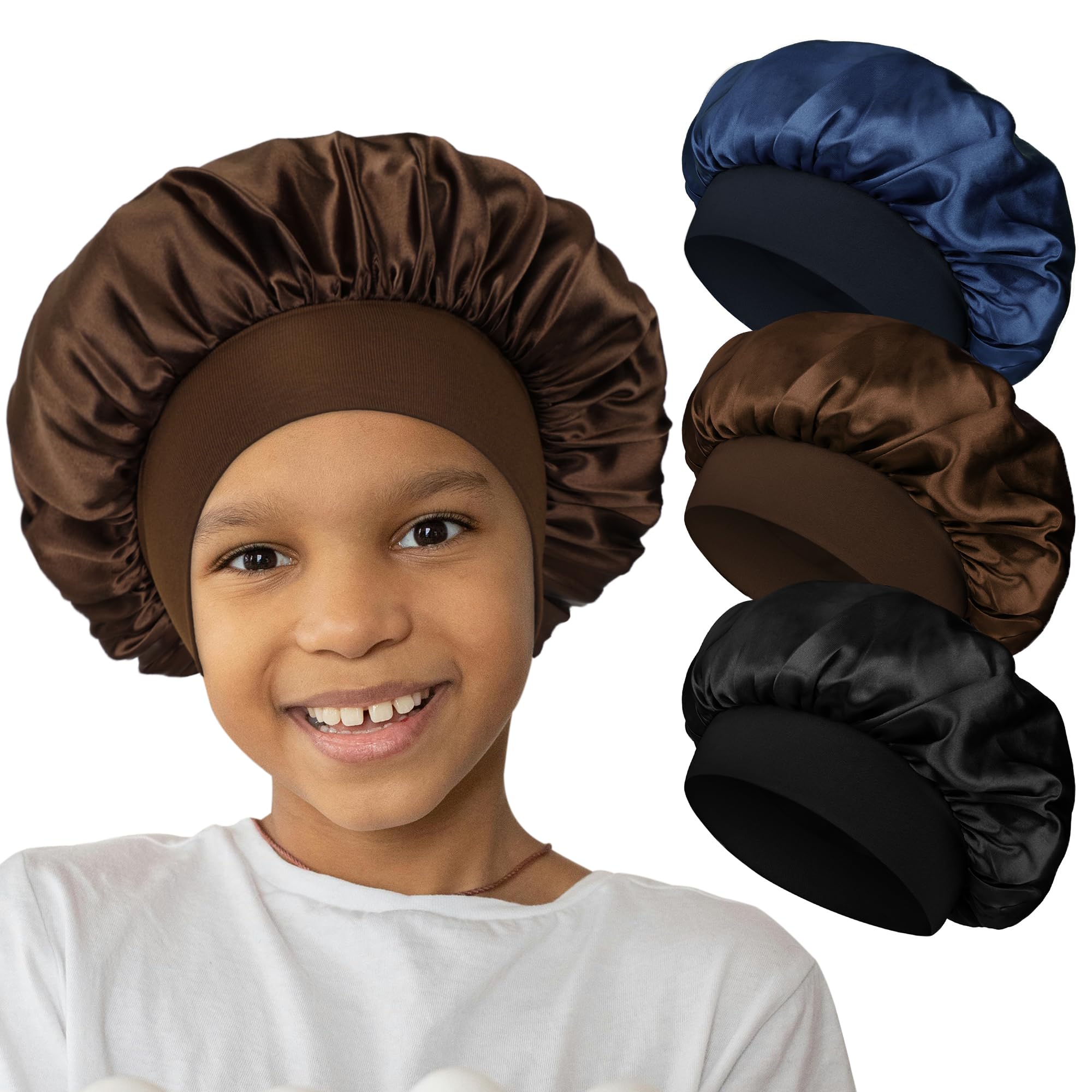 Bonnet satin Aiphamy enfant dodo, protège les cheveux pendant le sommeil.