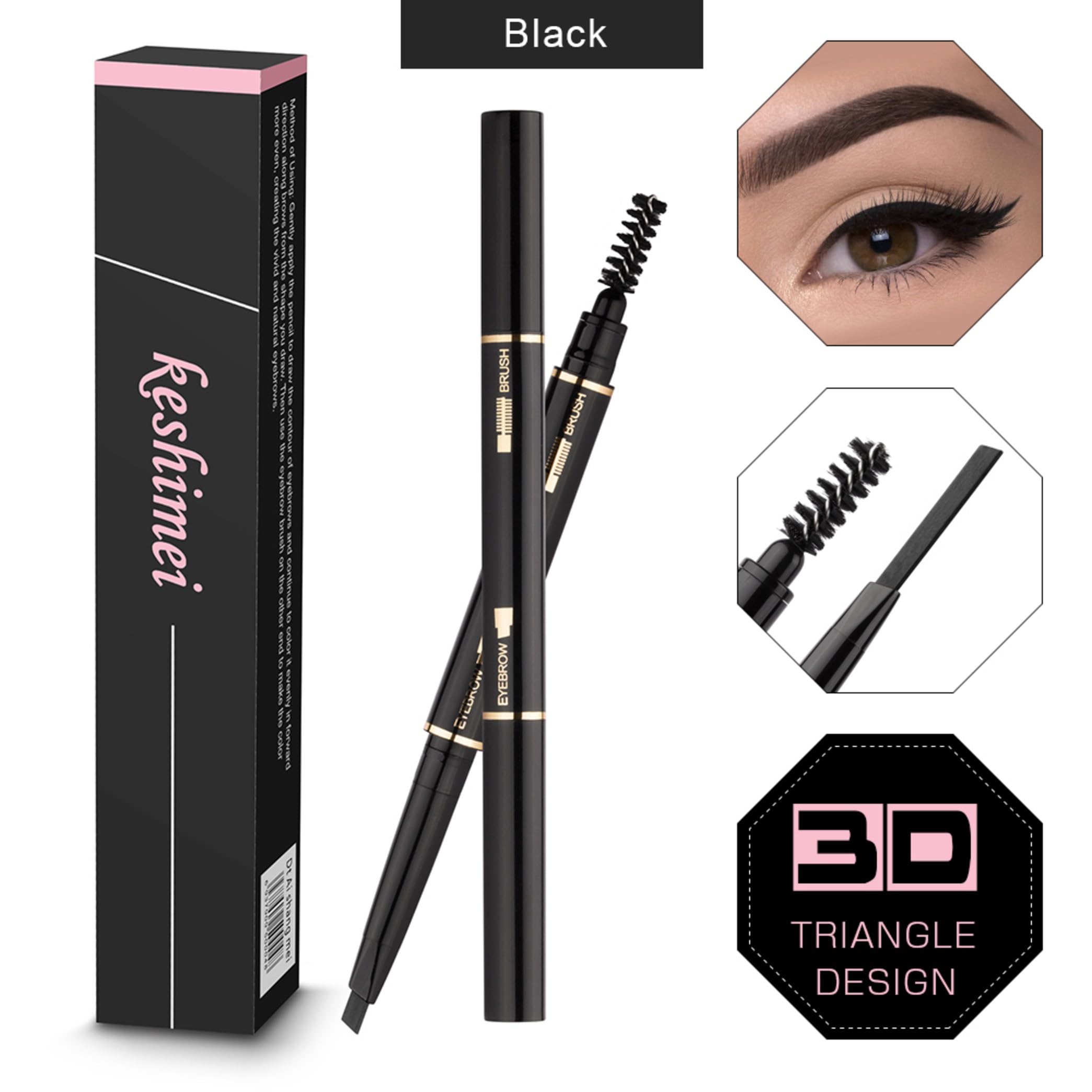 AIRCLE crayon-sourcils noir-imperméable, tenue longue durée.