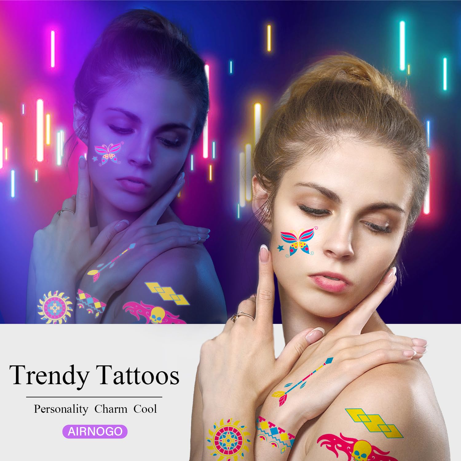 AIRNOGO tatouages geometrique triangles, style moderne et graphique.