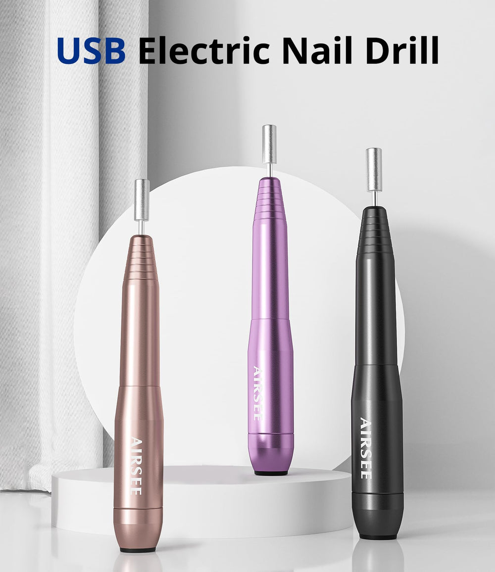 AirSee accessoires perceuse-ongles avec embouts variés pour mise en forme et polissage.