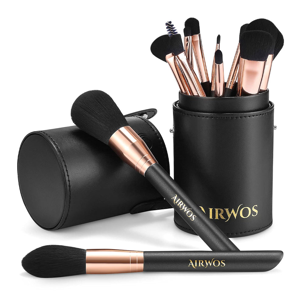 AirWos kit pinceaux maquillage avec étui, idéal pour organiser vos outils et retouches partout.