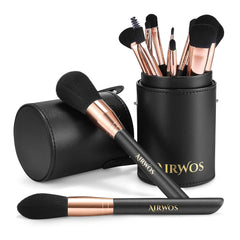 AirWos kit pinceaux maquillage avec étui, idéal pour organiser vos outils et retouches partout.