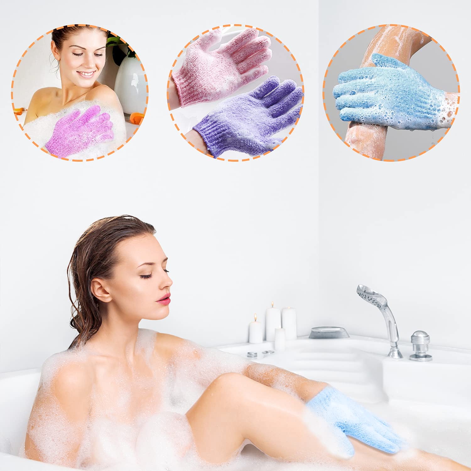 Gants exfoliants Aisuly pour toute la famille, utilisation simple et conviviale.