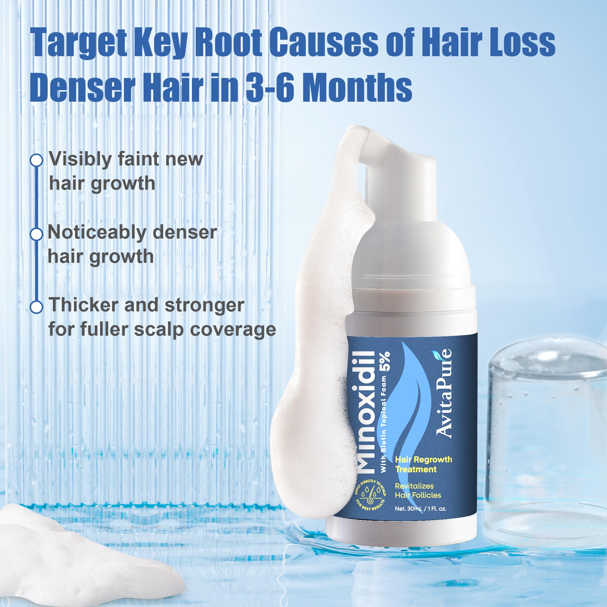 AivtaPurePro Yuaben Minoxidil 5% texture mousse légère et agréable