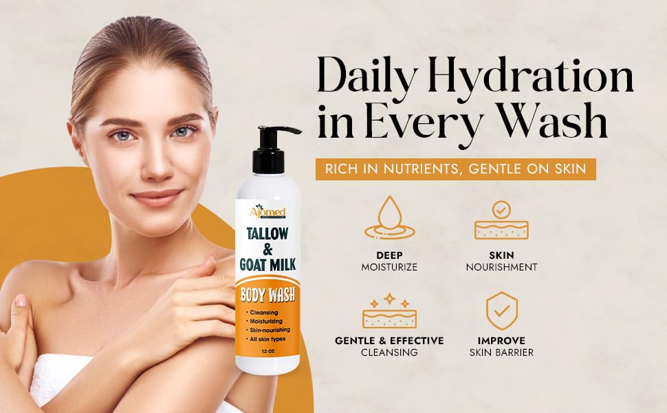 Texture-crèmeuse du gel douche AJOMED COSMETICS pour hydratation douce.