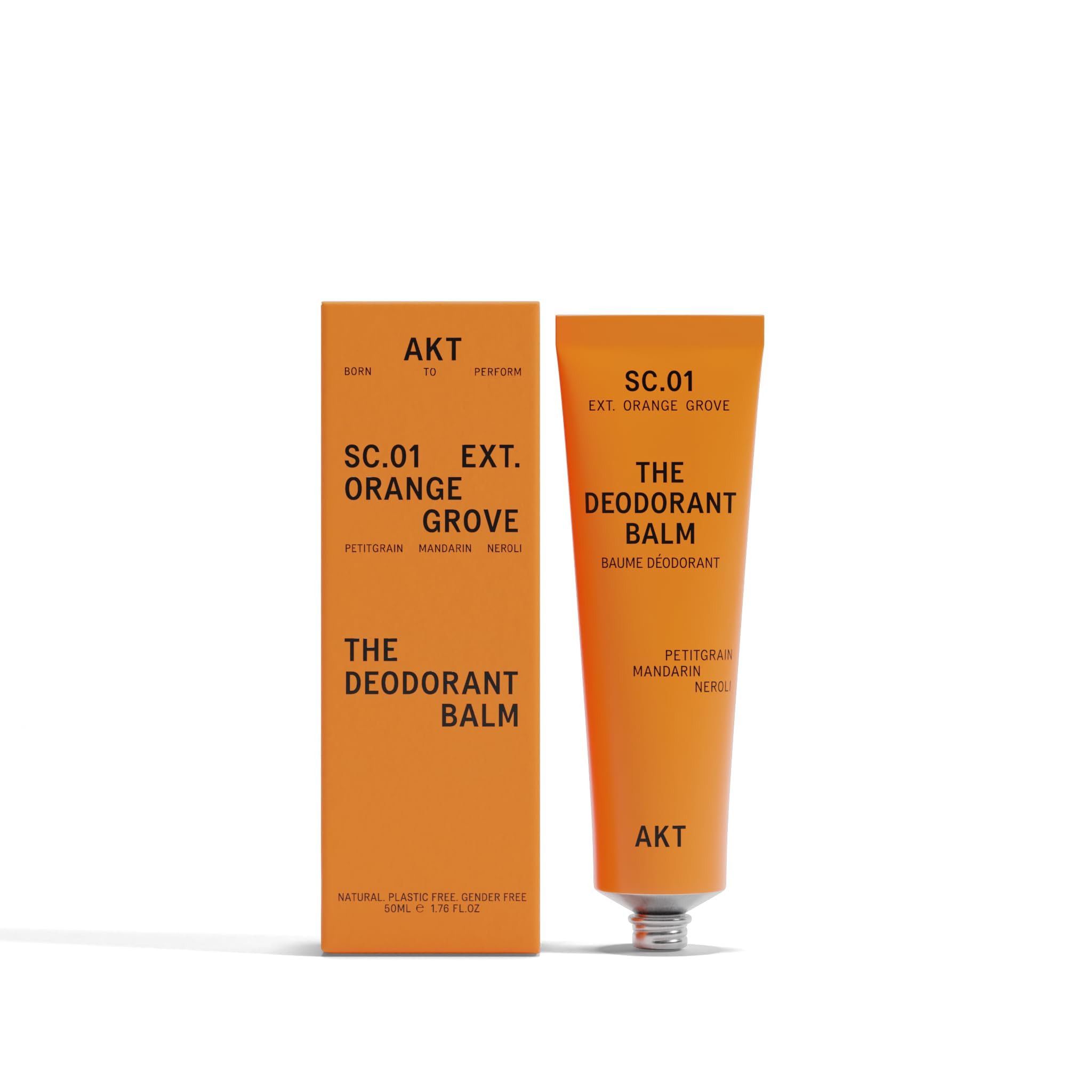 AKT Déodorant Baume – bouteille, parfum agrumes, protection durable sans aluminium.