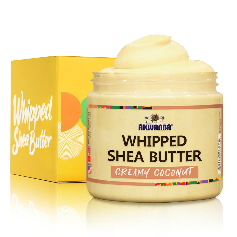 AKWAABA Beurre karité fouetté, texture crème coco qui fond rapidement sur la peau.