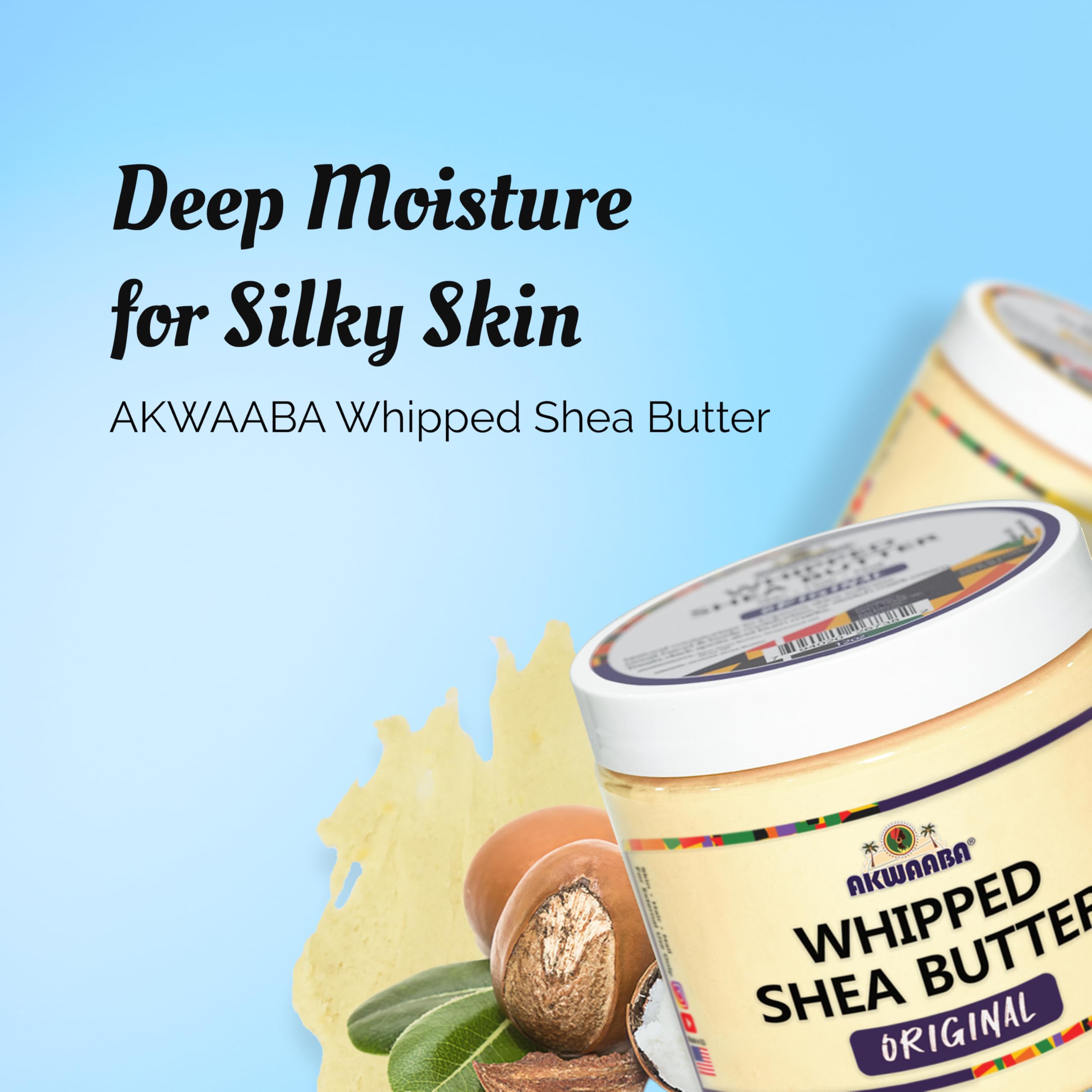 AKWAABA Texture crème fouettée légère, absorption rapide, pour peau et cheveux.
