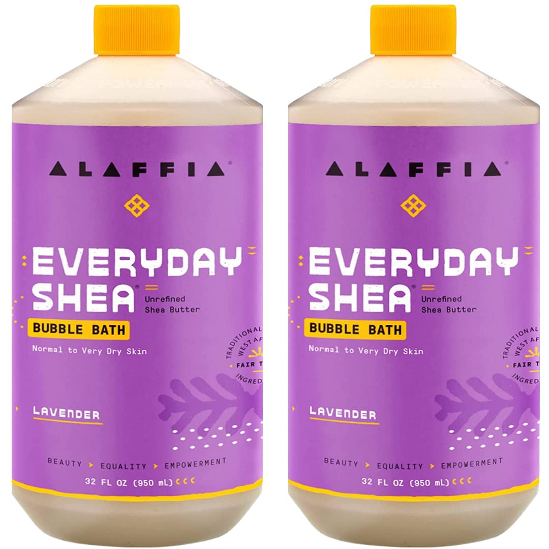 Alaffia bain moussant quotidien, bouteille visible et peau nourrie