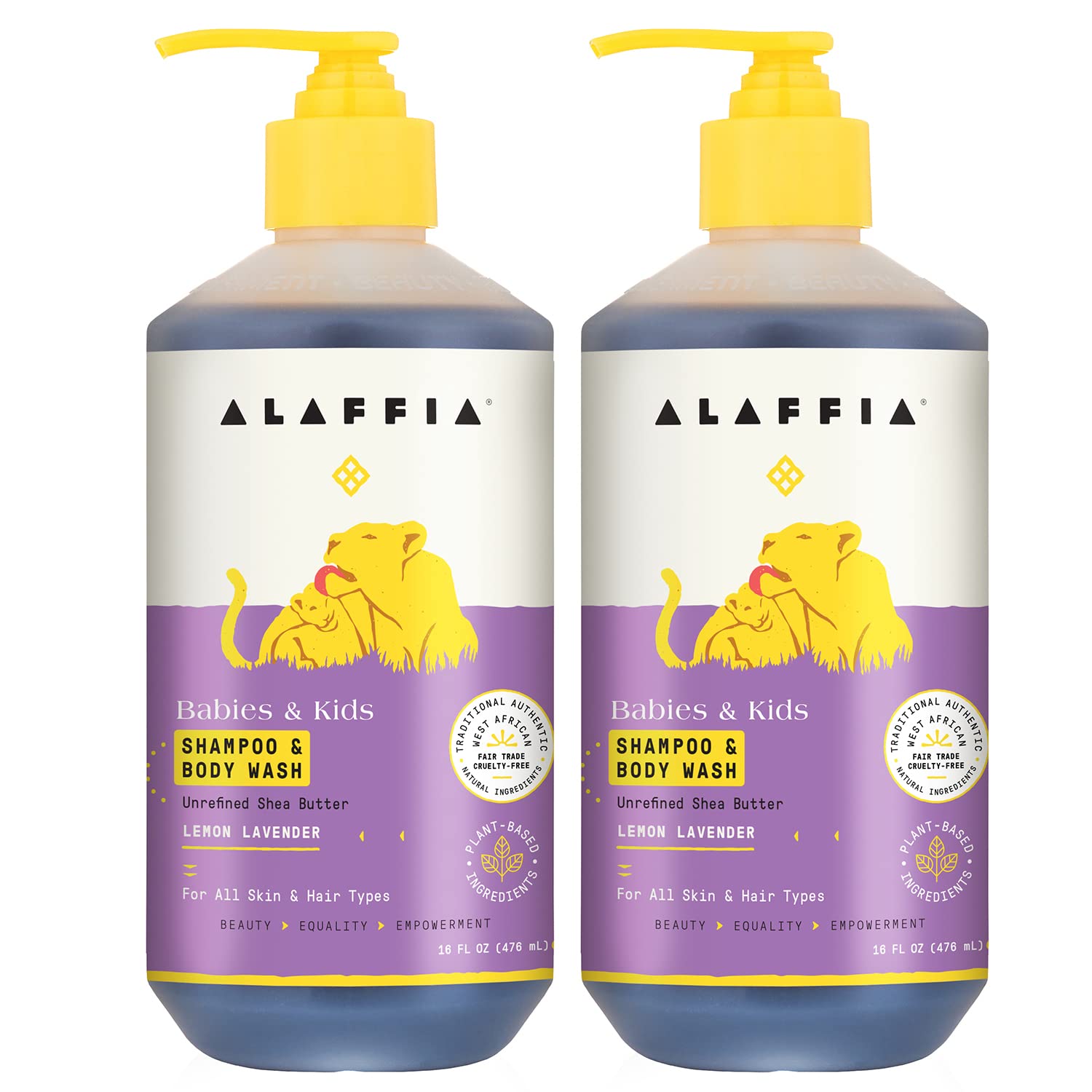 Alaffia bébé et enfant, shampoing-gel-douche citron-lavande, douceur pour peau délicate.