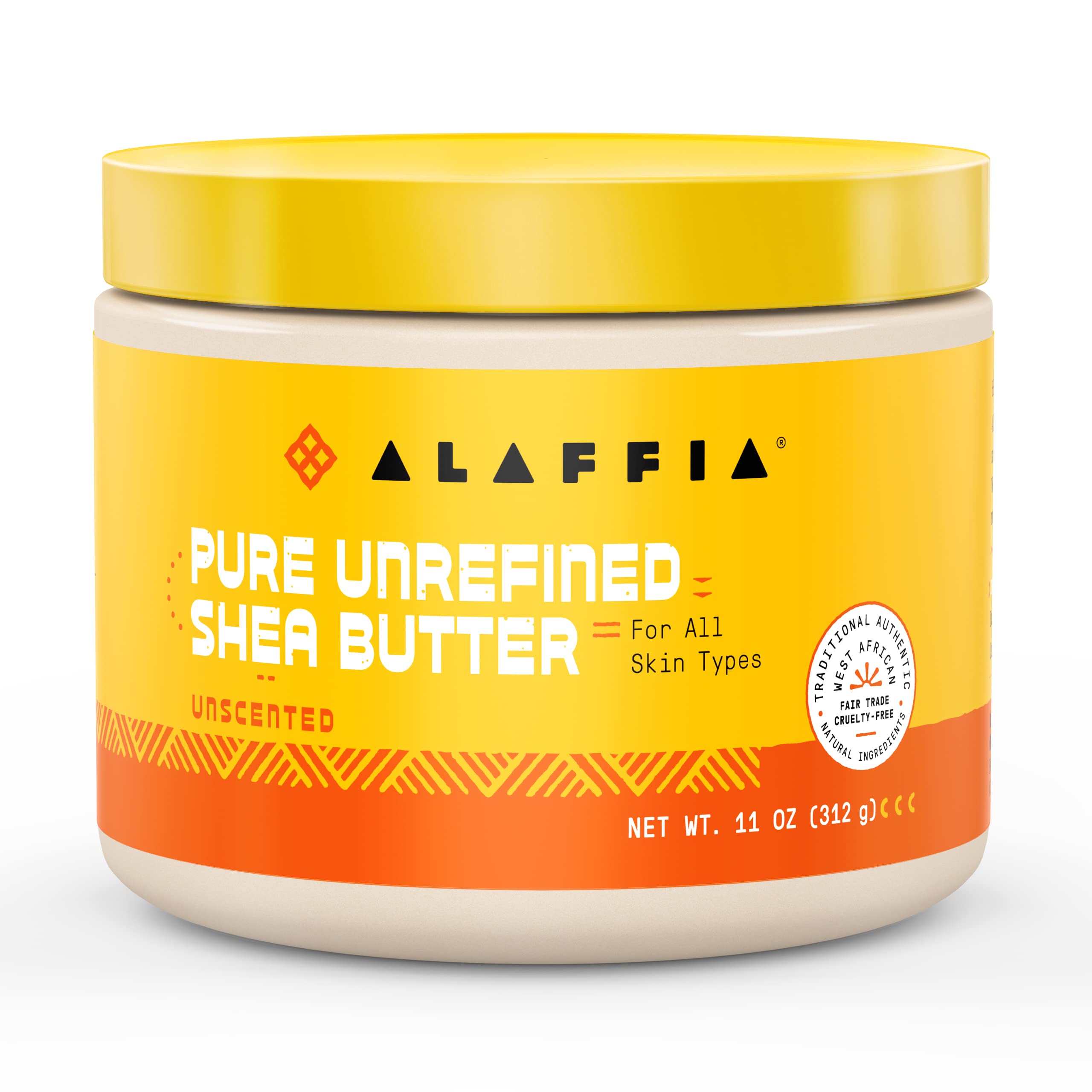 Alaffia Beurre Karité Pur Non Raffiné Sans Parfum, pot prêt à hydrater la peau.