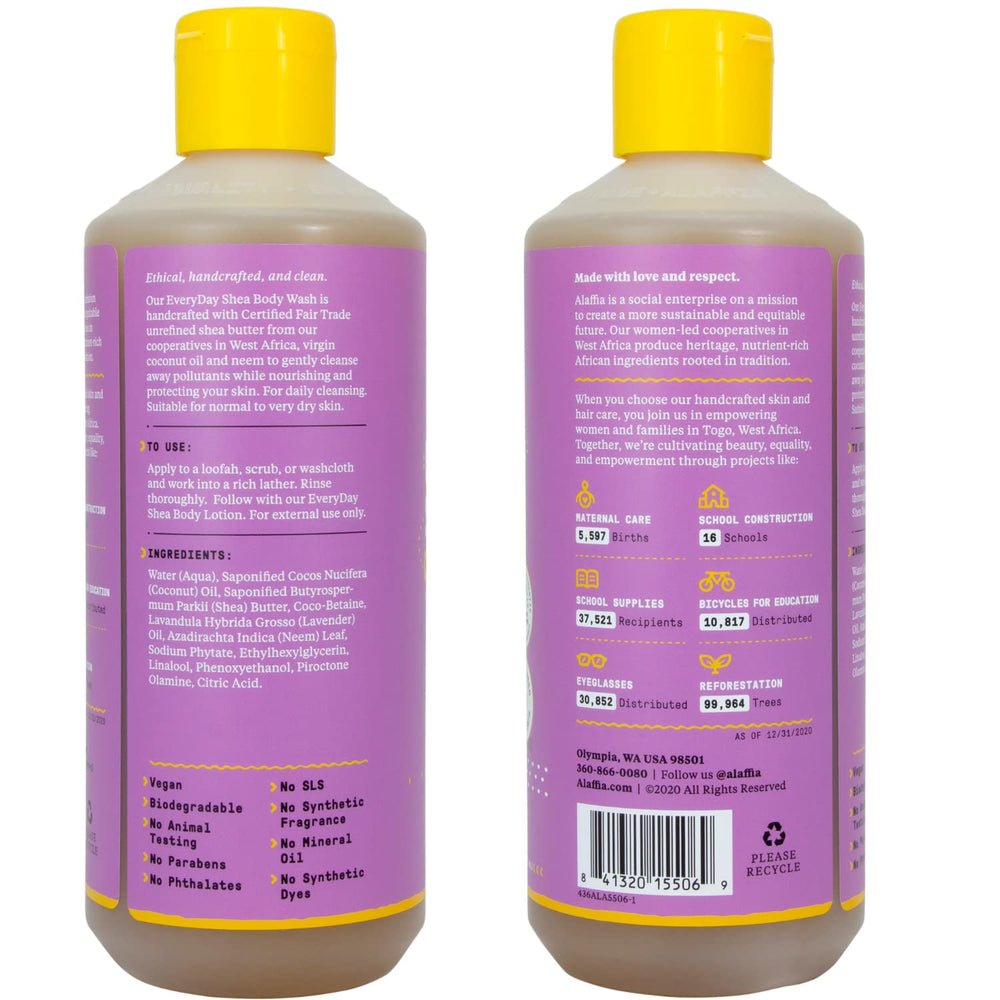 Alaffia mousse-douche douce nettoyant en douceur et nourrissant la peau.