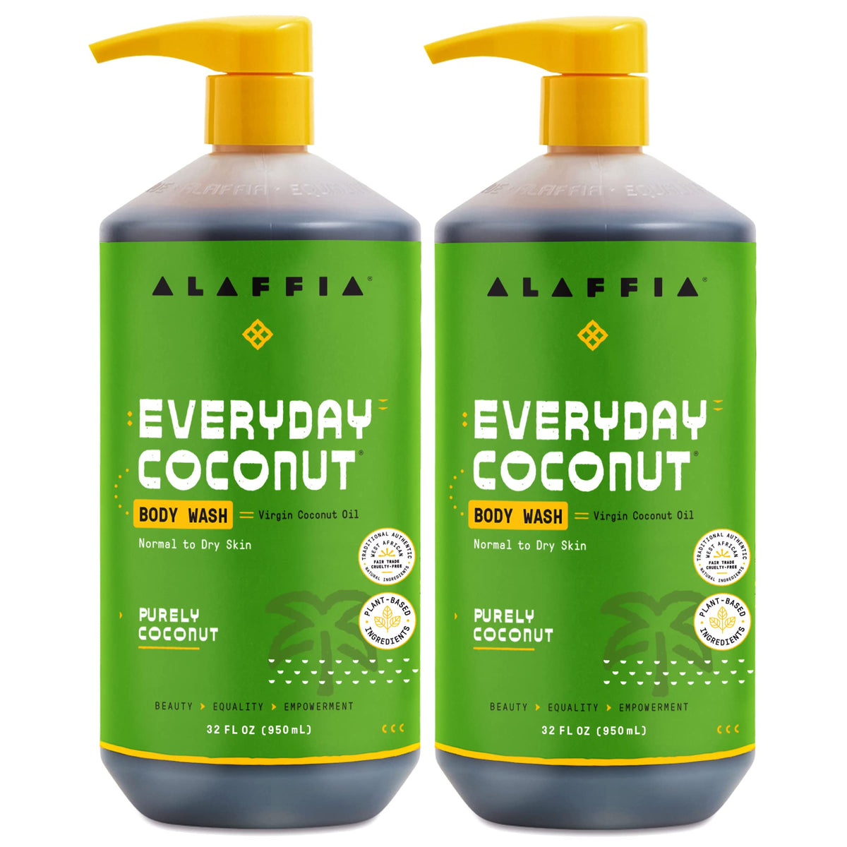 Gel douche Alaffia Everyday Coconut, bouteille mise en avant, hydratation naturelle.