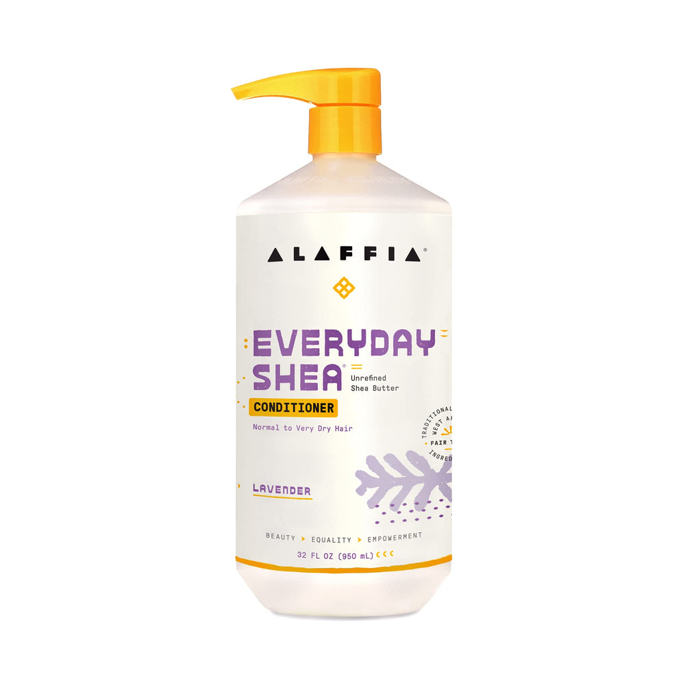 Alaffia EveryDay Shea Conditioner – bouteille lavande, démêlage facile et brillance naturelle.