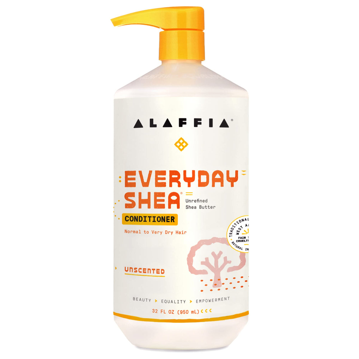 Alaffia flacon clair du conditionneur Shea Hydratation quotidienne pour cheveux secs et normaux.