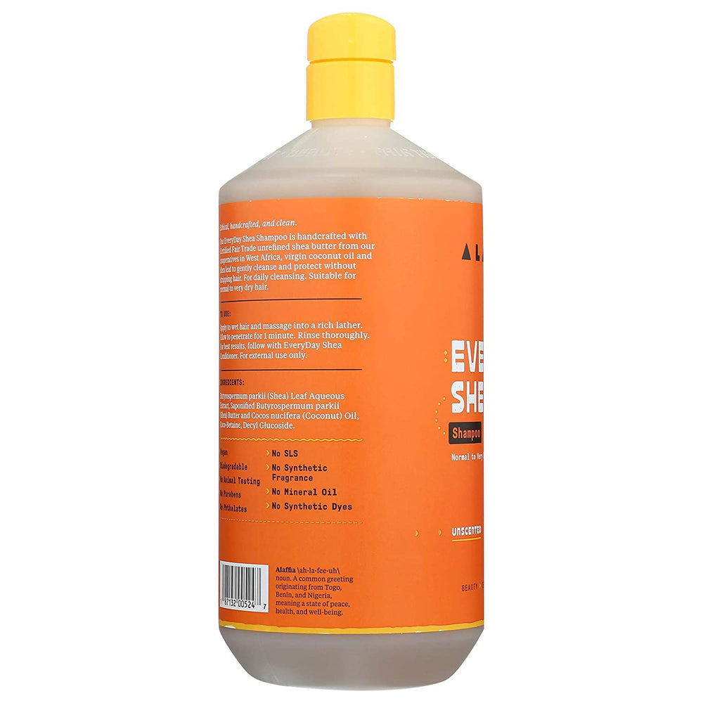 Alaffia EveryDay Shea Shampoo — ingrédients karité et huile de coco pour hydratation naturelle.