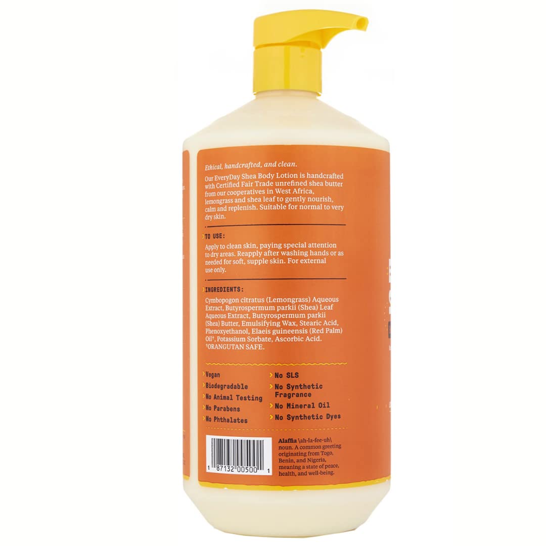 Texture crème nourrissante de la lotion Alaffia Everyday Shea sur peau sèche.