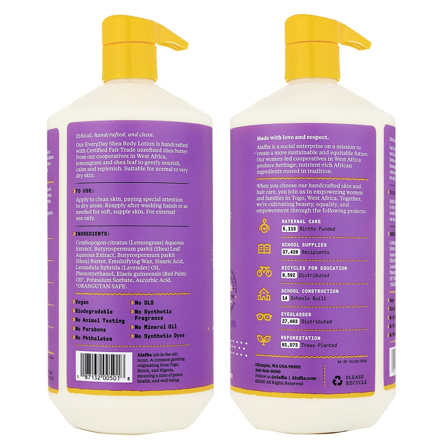 Alaffia lotion corporel, texture riche crème pour peau sèche et sensible.