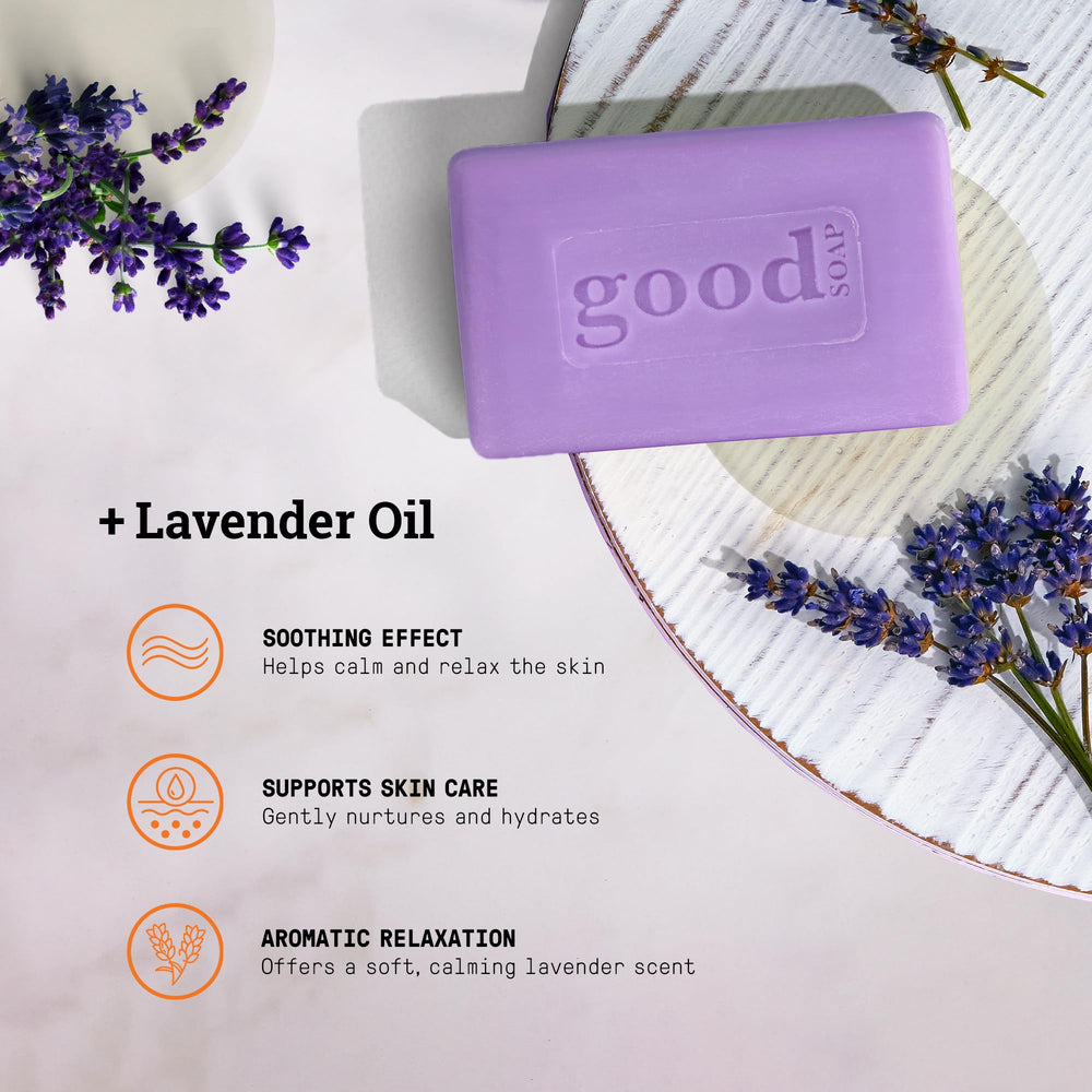 Savon Lavande Alaffia pour bain et douche quotidiens.