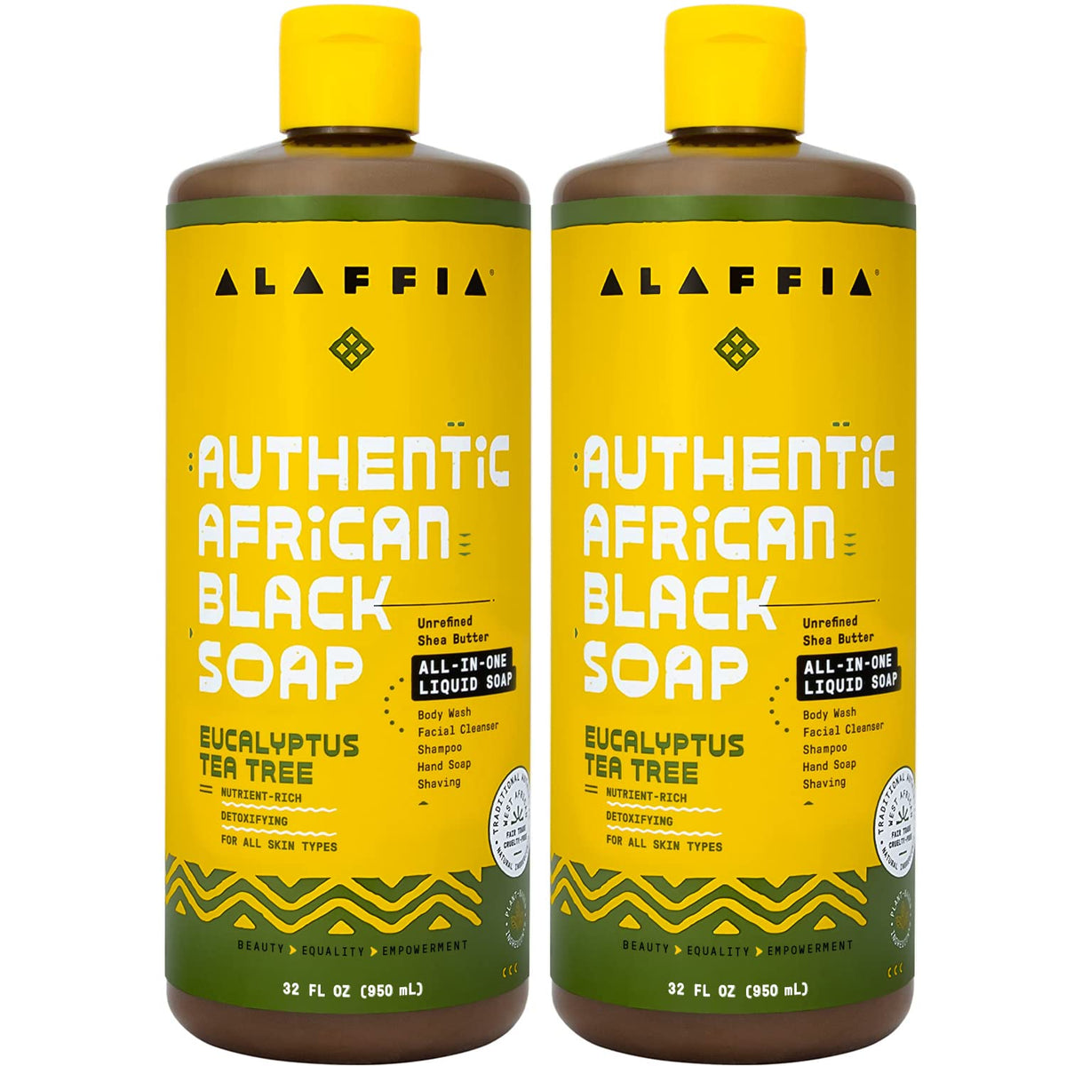 Alaffia Savon noir africain eucalyptus: flacon 32oz nettoie en douceur et revitalise peau et cheveux.