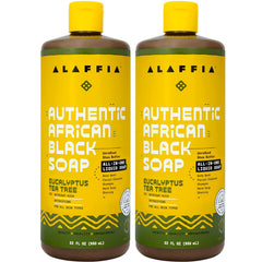 Alaffia Savon noir africain eucalyptus: flacon 32oz nettoie en douceur et revitalise peau et cheveux.