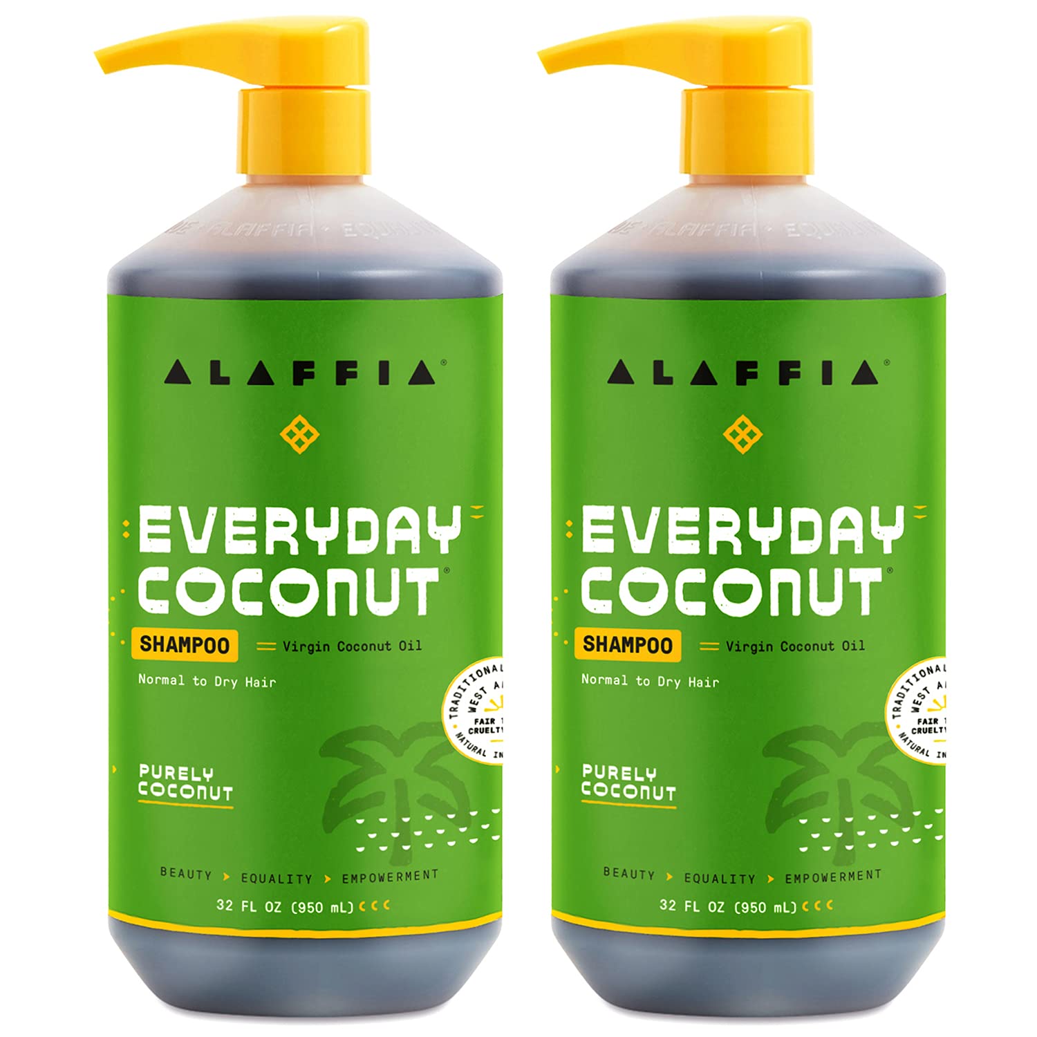 Alaffia EveryDay Noix de Coco - bouteille lumineuse prête pour une routine nourrissante.