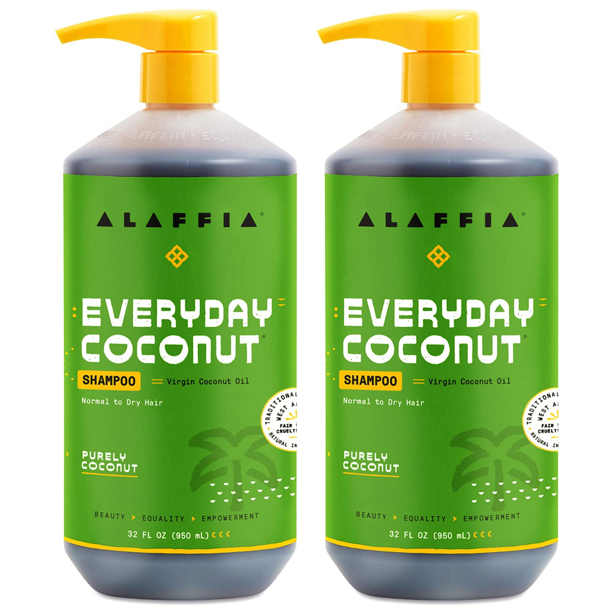 Alaffia EveryDay Noix de Coco - bouteille lumineuse prête pour une routine nourrissante.