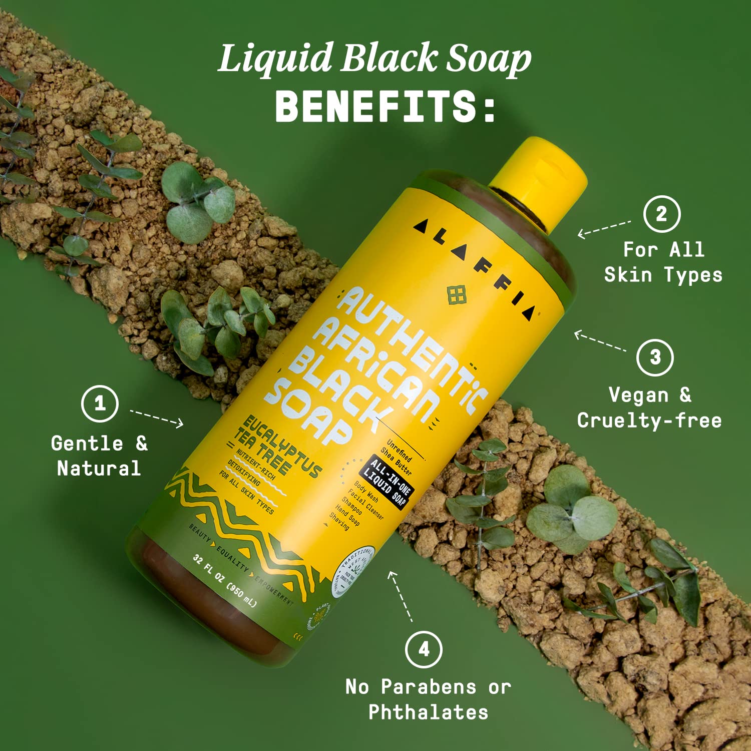Alaffia Texture lait onctueux: peau douce et hydratée après application.