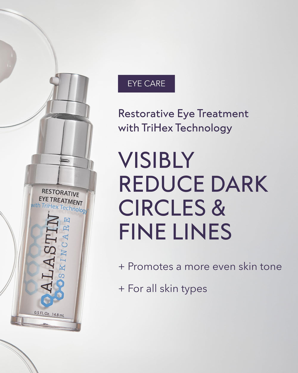 ALASTIN Soin rétablisseur des yeux, crème légère pour ridules.