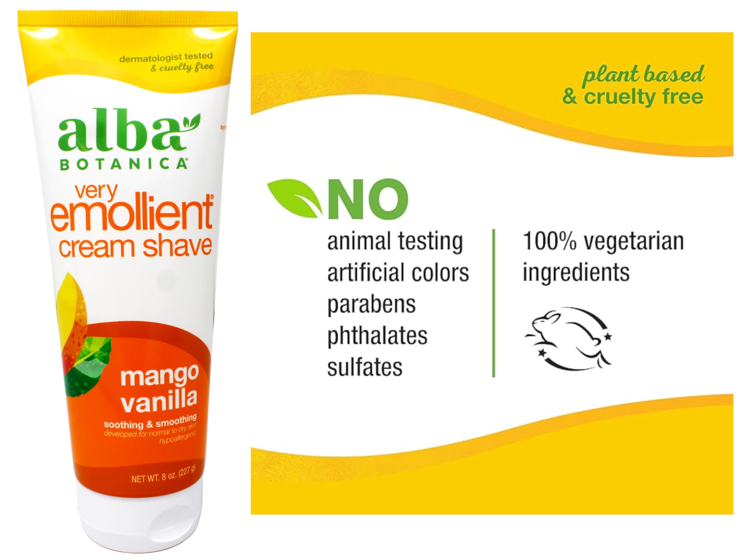 Texture Alba Botanica crème rasage mangue vanille visible sur la peau