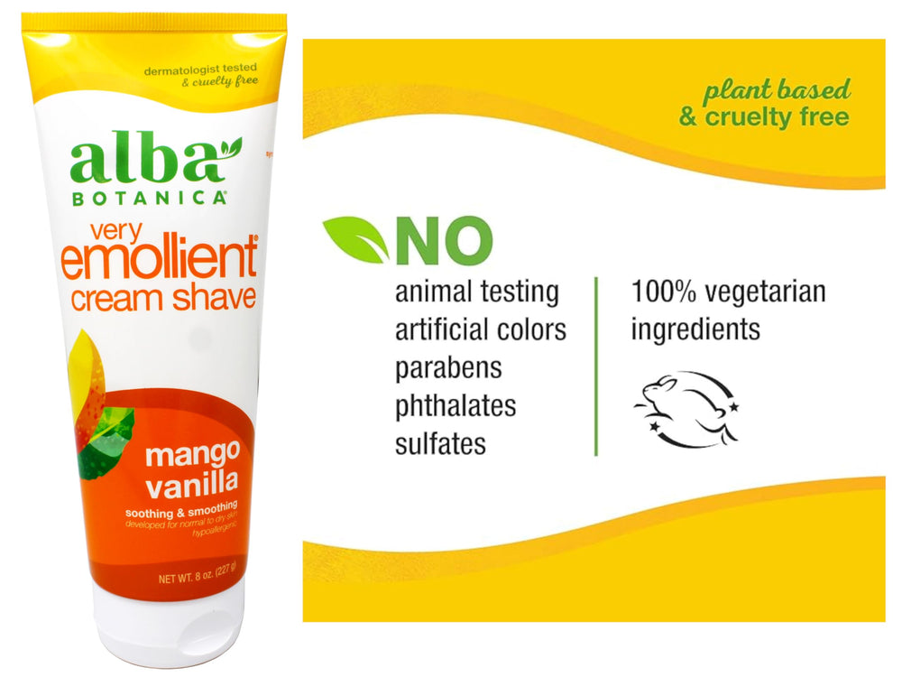 Texture Alba Botanica crème rasage mangue vanille visible sur la peau