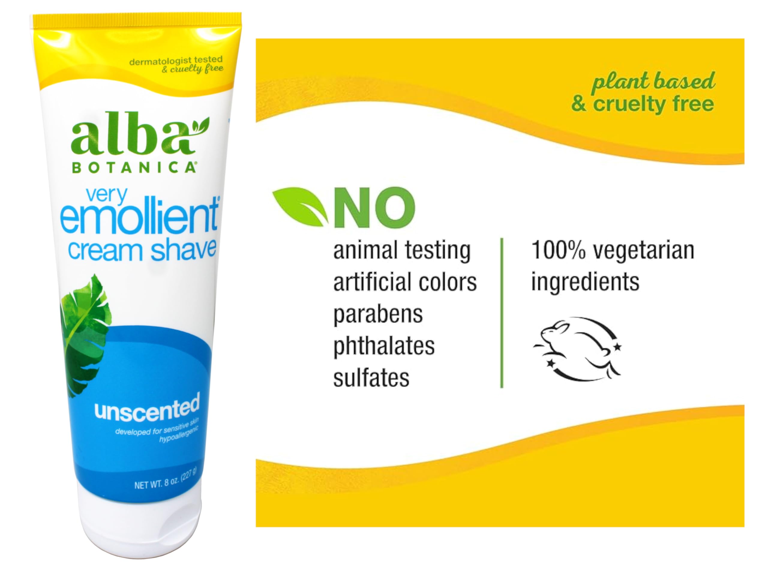 Application Alba Botanica douce facilitant la glisse du rasoir.