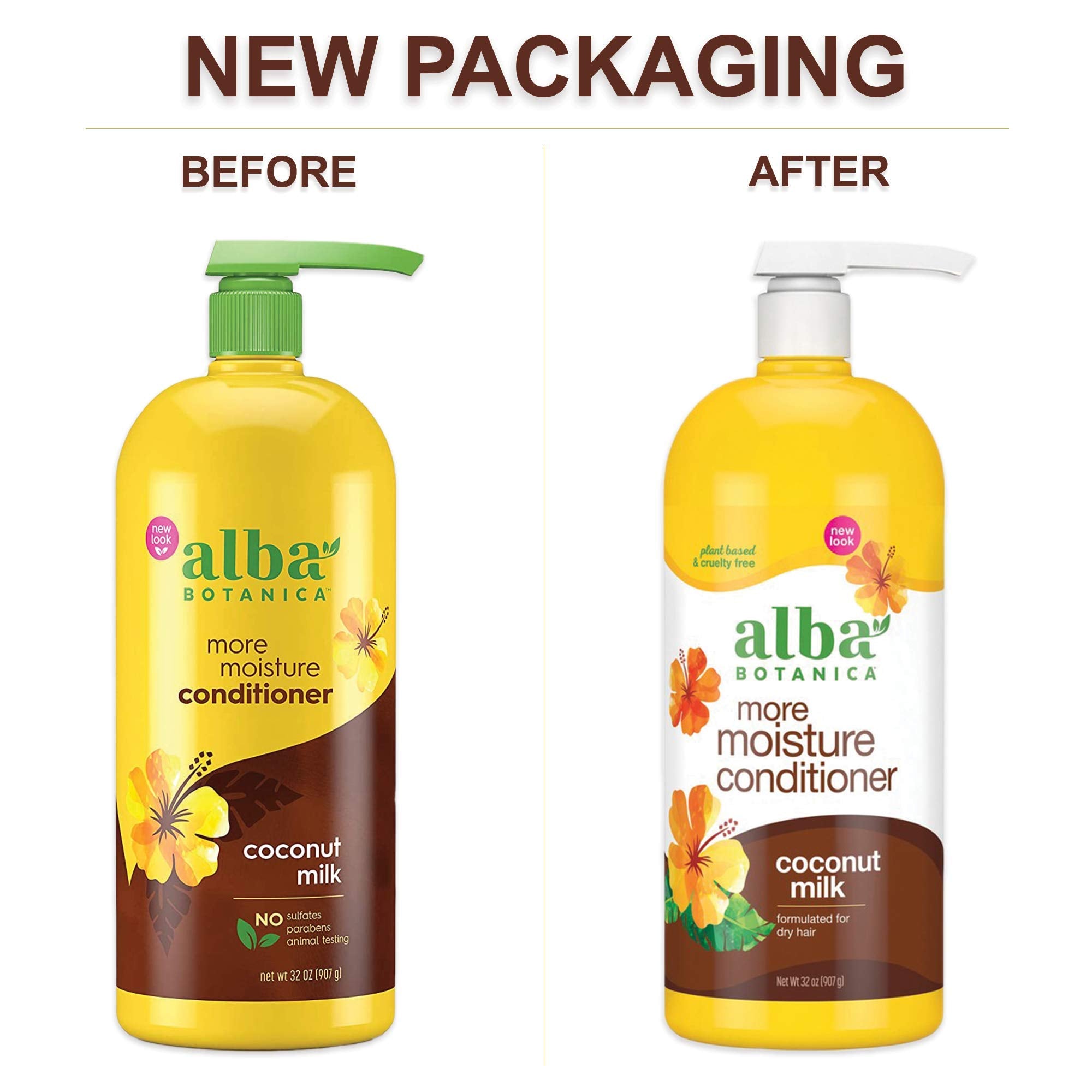 Avec Alba Botanica More Moisture, application rapide et non grasse pour cheveux hydratés.