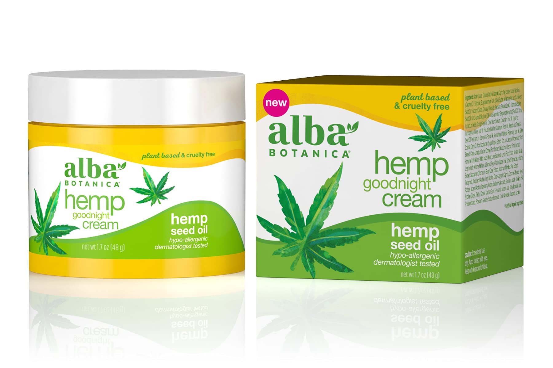 Crème Nuit Alba Botanica Hemp Goodnight, flacon élégant prêt pour l'hydratation.