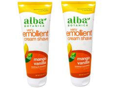 ALBA Botanica Crème à rasage Mangue Vanille dans la bouteille, texture douce.