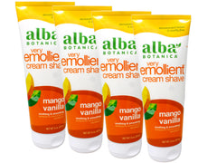 Alba Botanica crème rasage mangue vanille émolliente, tube 8 oz prêt à l'emploi