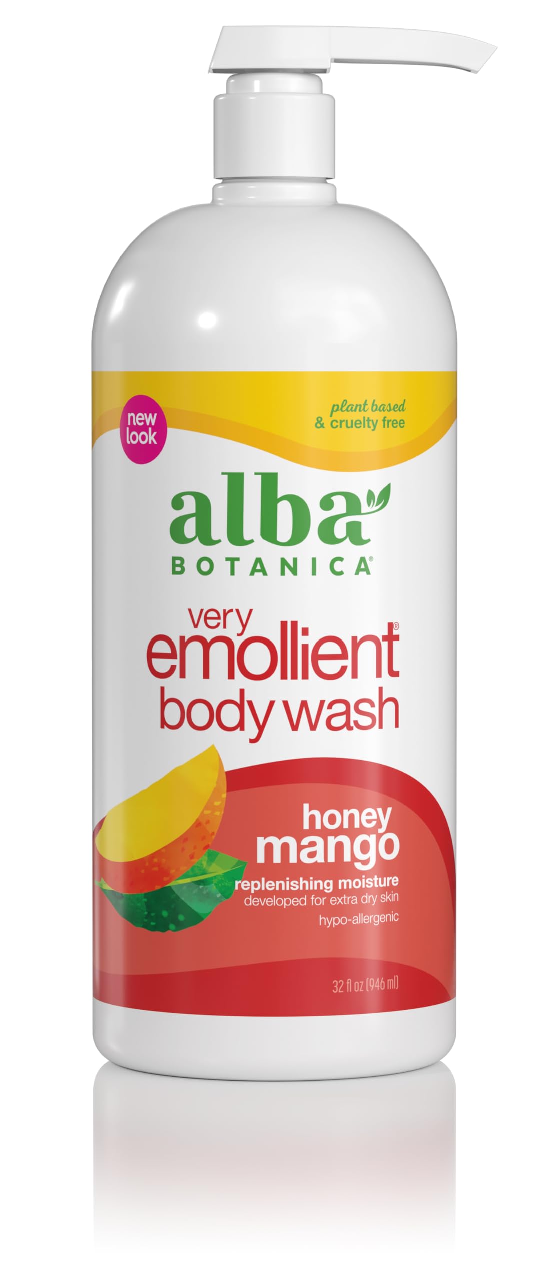 Gel douche Alba Botanica miel mangue – hydratation douce pour peau sèche.