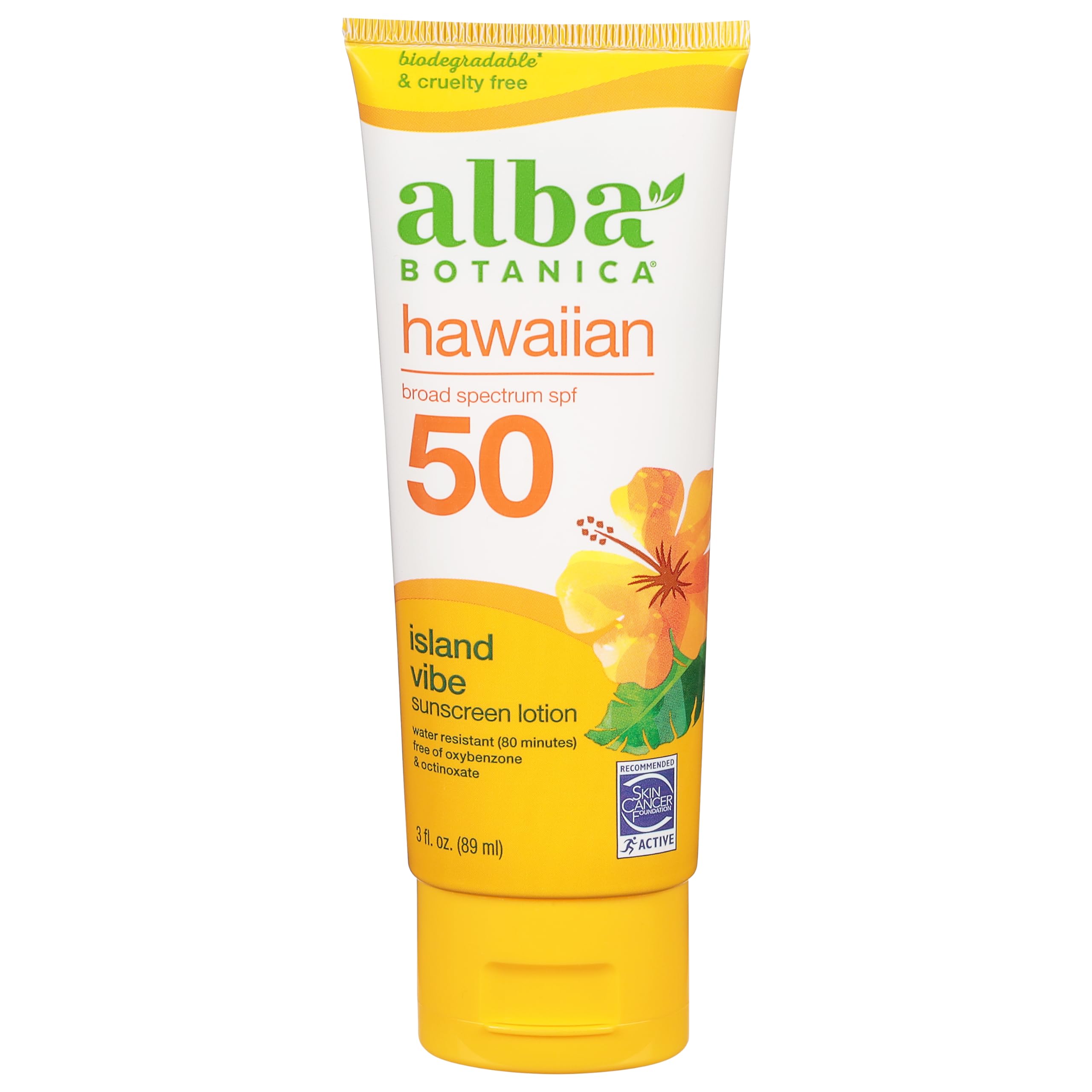 Alba Botanica Island Vibe – bouteille-spf50-3oz, protection légère.