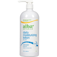 Lotion Alba Botanica Very Emollient Maximum, bouteille 32 oz, hydratation longue durée pour peau sèche.