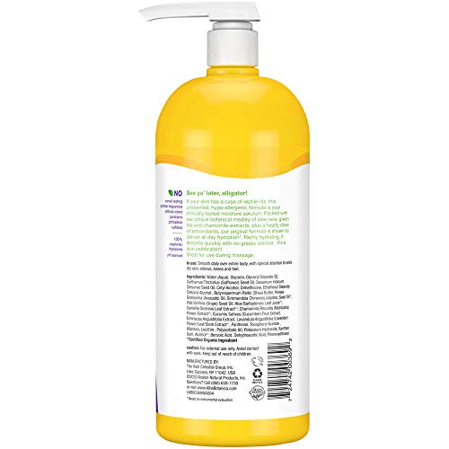 Texture légère et absorption rapide de la Lotion Emollient Alba Botanica.