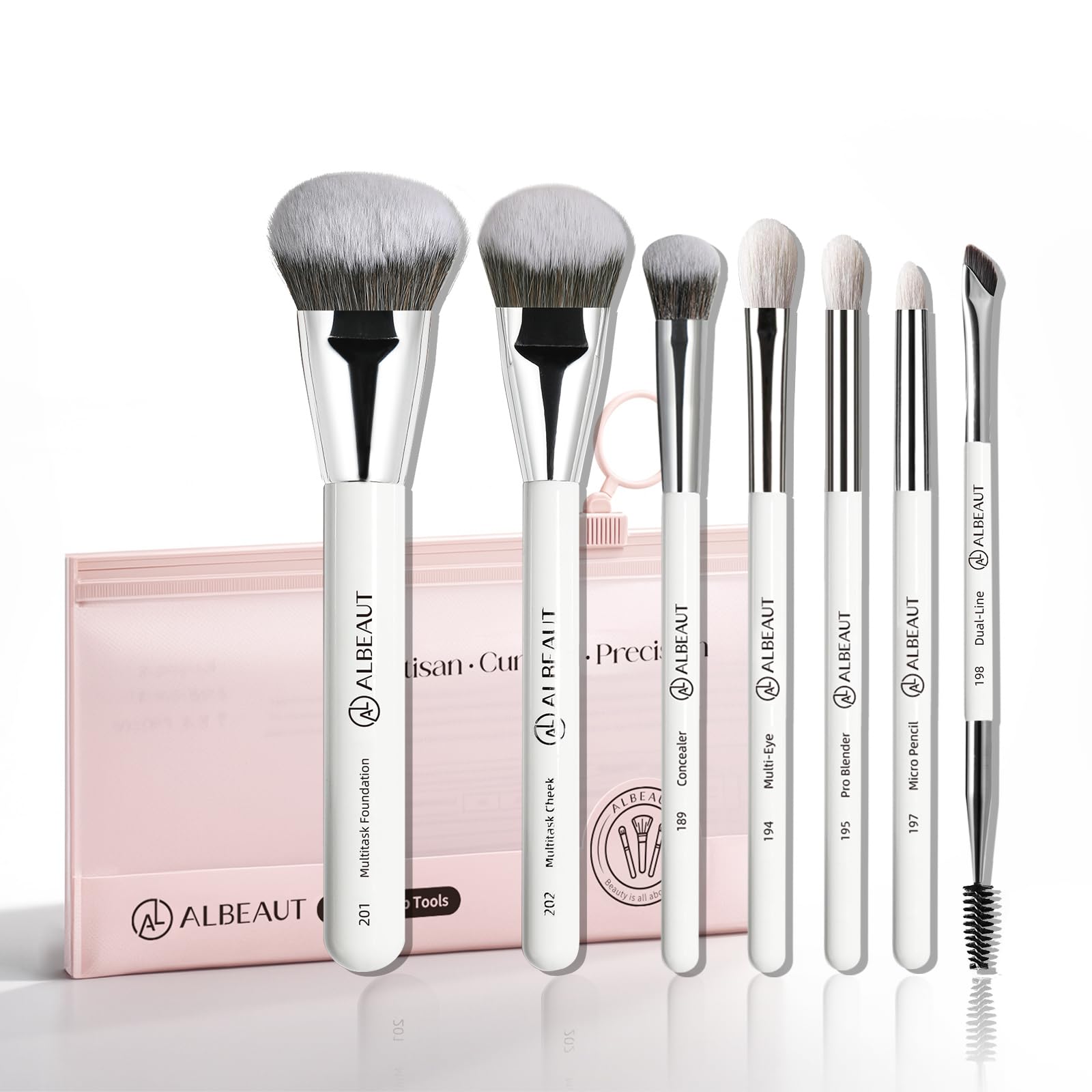 Ensemble ALBEAUT 7 pinceaux pour maquillage précis et naturel.