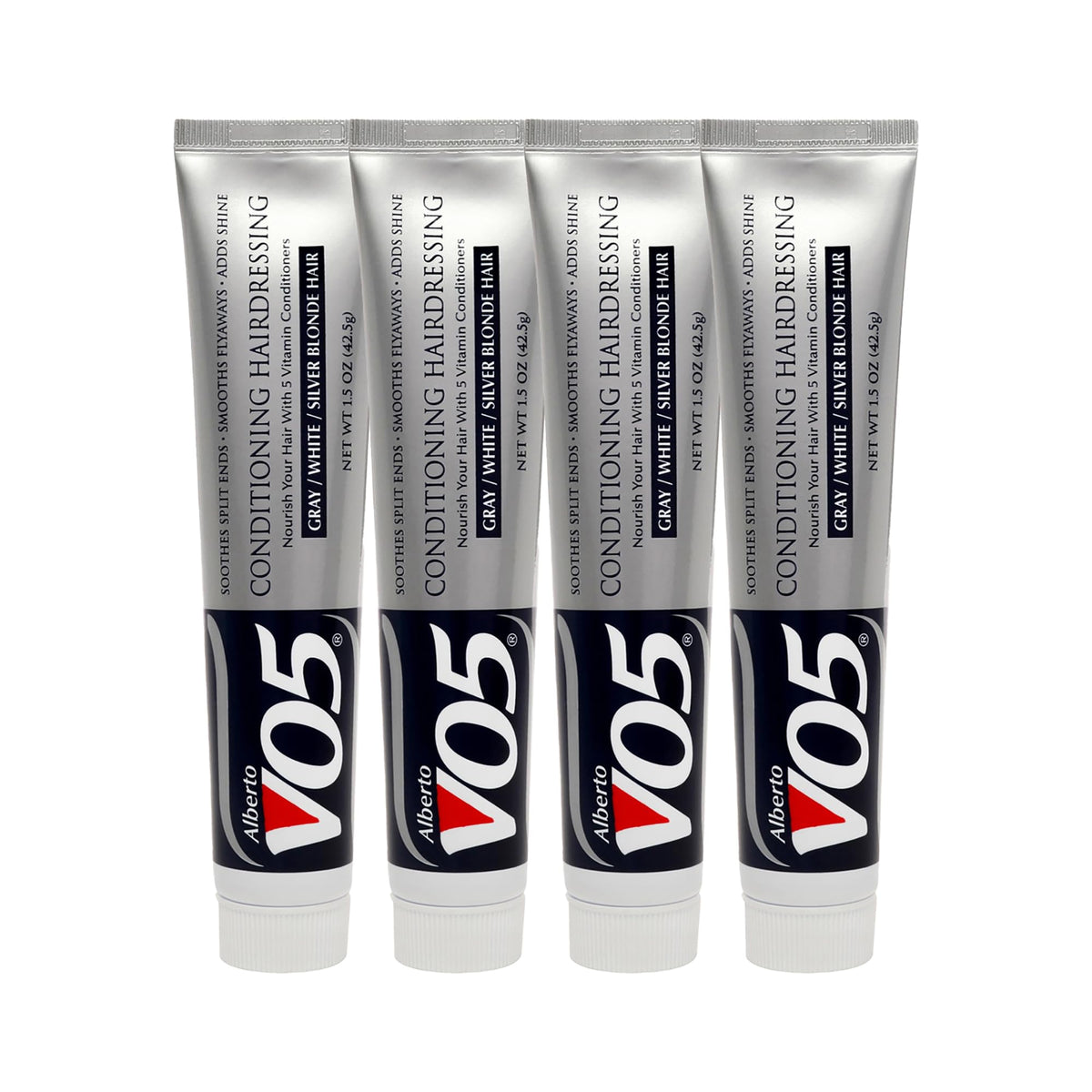 Soin Alberto VO5 pour cheveux gris et blond, douceur et éclat sans frisottis.