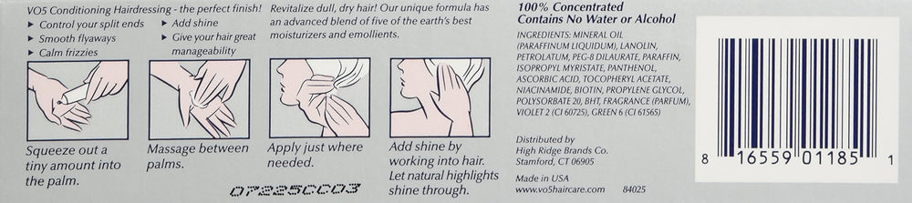 VO5 soin-coiffage anti-frisottis, contrôle des cheveux rebelles.