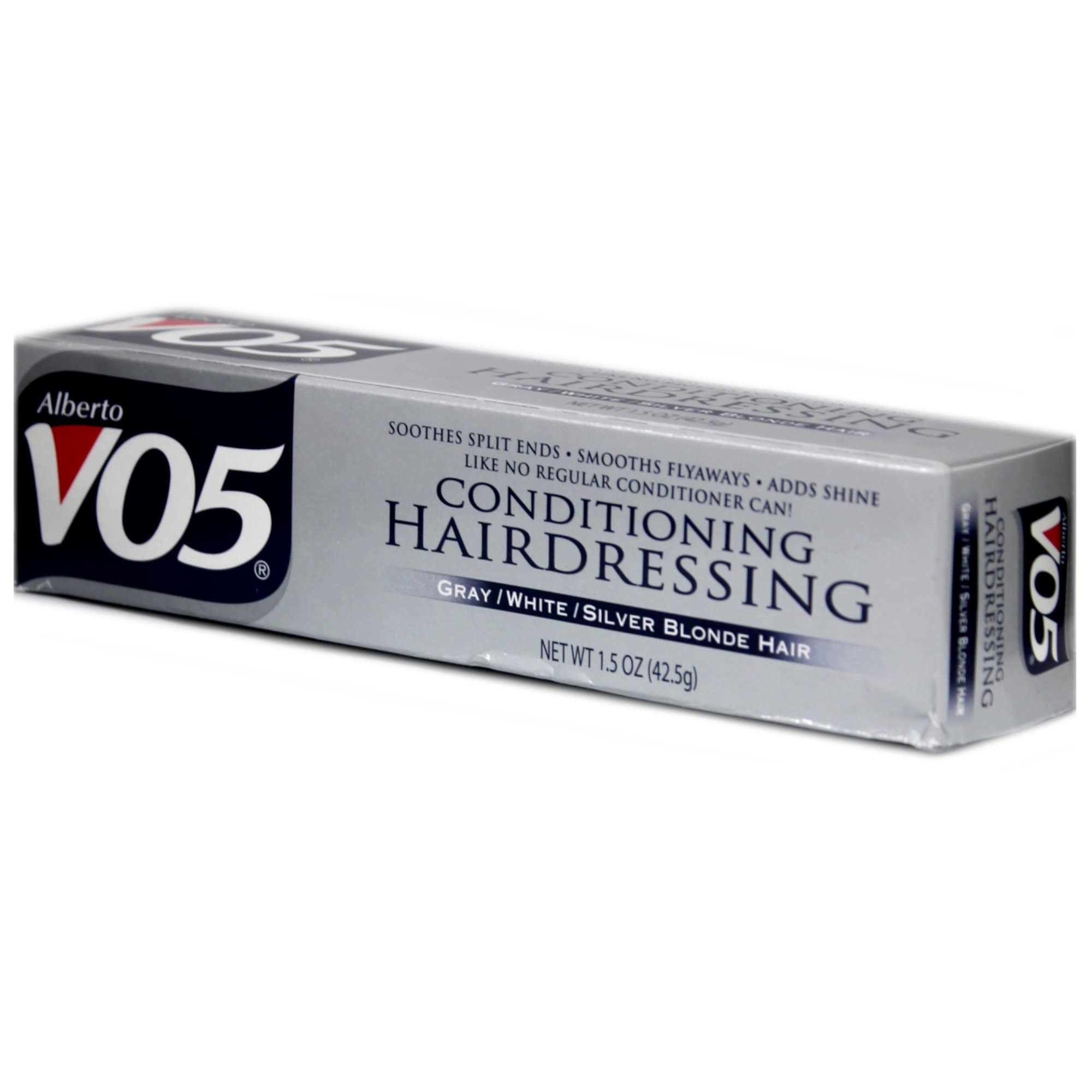 Brillance naturelle des cheveux gris après le soin Alberto VO5