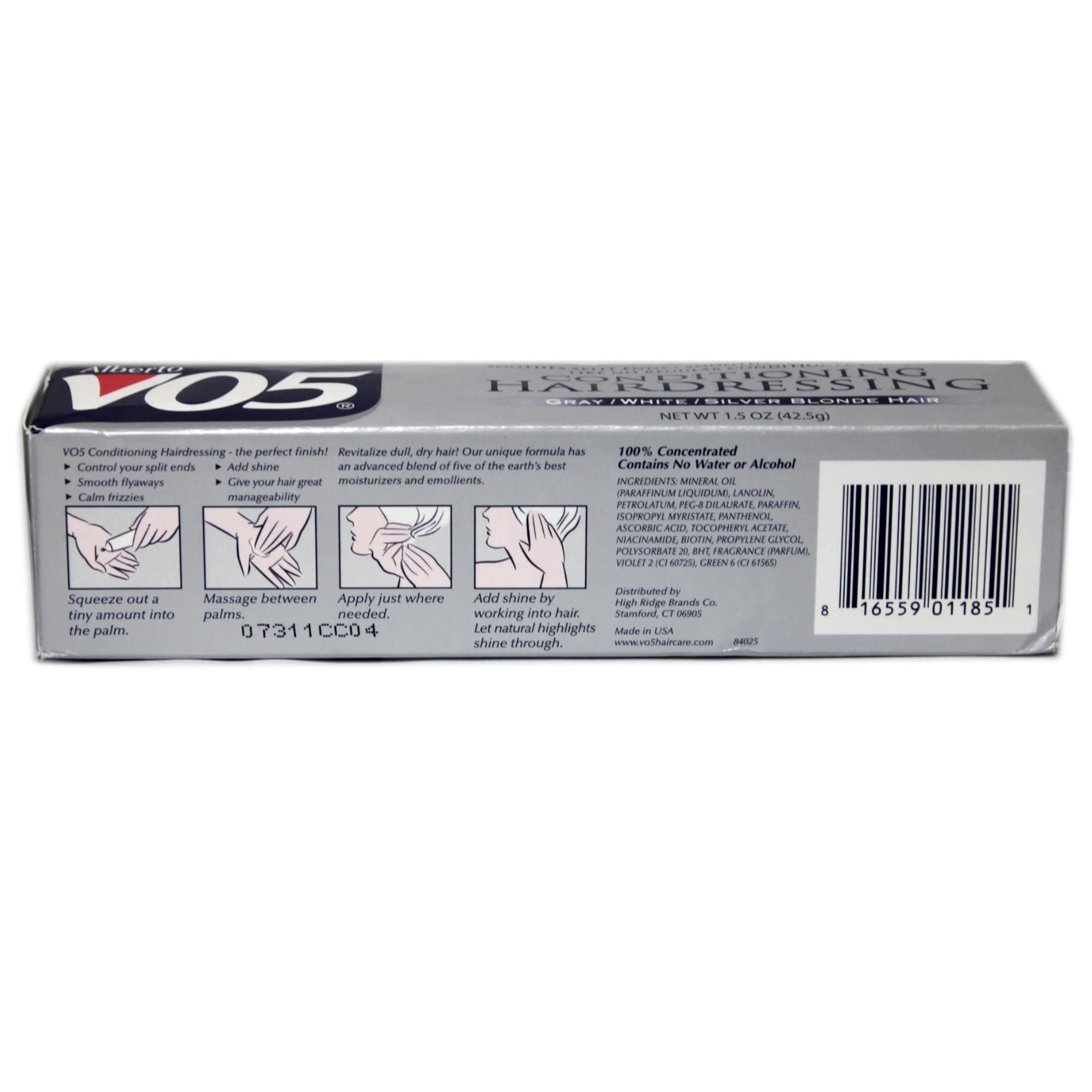 Texture cremeuse du soin Alberto VO5 sur cheveux gris