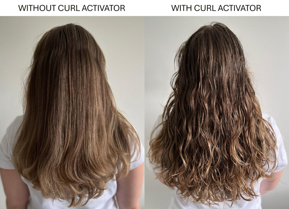 Application of Alcove Curl Activator between hands before styling