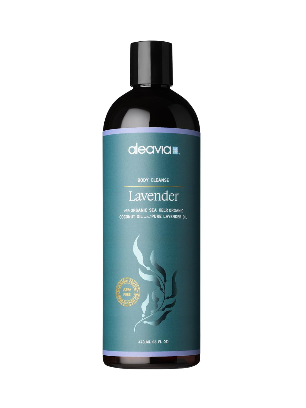 Gel douche lavande Aleavia, bouteille élégante prête à nourrir la peau en profondeur.