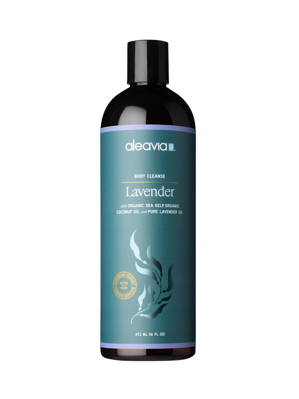 Gel douche lavande Aleavia, bouteille élégante prête à nourrir la peau en profondeur.