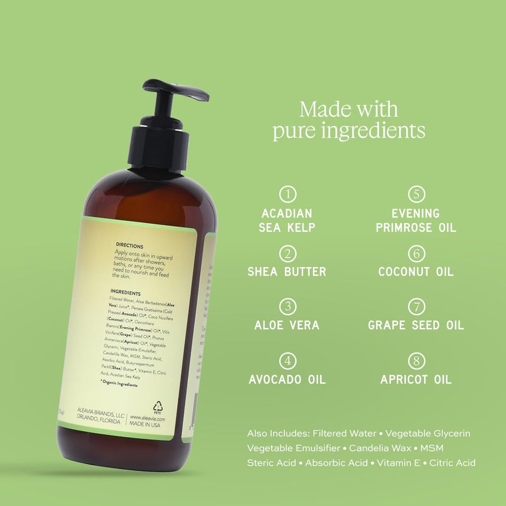 Aleavia lotion corps sans parfum—absorption douce pour hydratation rapide.