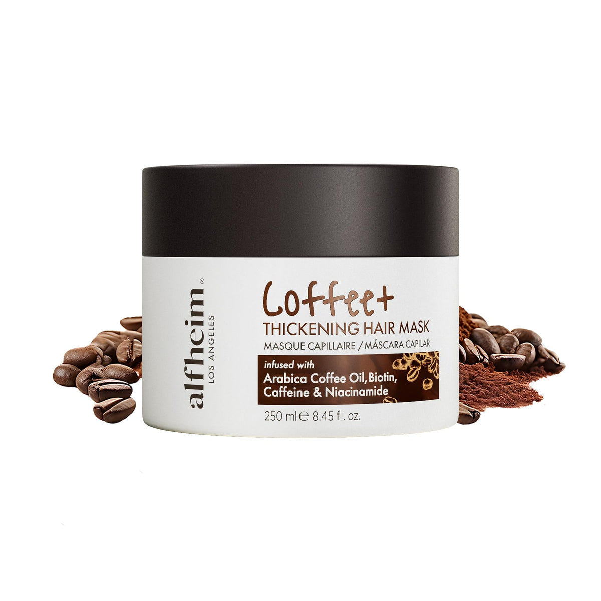 ALFHEIM Coffee+ masque-cheveux pot: revitalise les cheveux fins pour plus de densité
